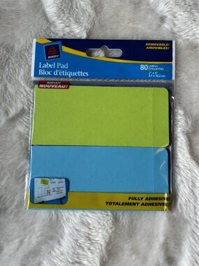 Avery Label Pad #22022 80 Green Blue Labels 2x4 NIP Vintage 2009 Discontinued